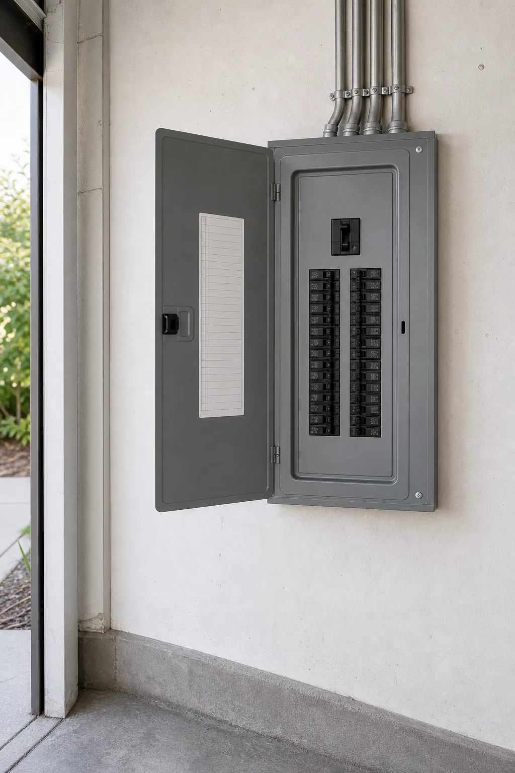 Clean new labeled 200-amp residential breaker panel